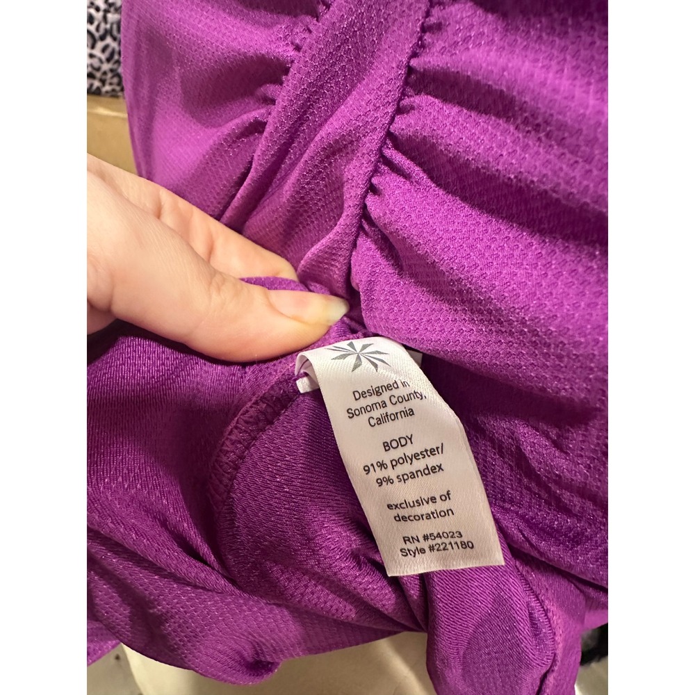 Athleta Womens Purple Sleeveless Polo Golf Tennis Shirt‎ Ruched V-Neck 221180 M - Picture 2 of 3